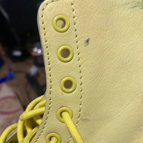 Doc martens 1460 pascal combat boots custom ombré black & yellow ladies size 8 - Picture 11 of 13